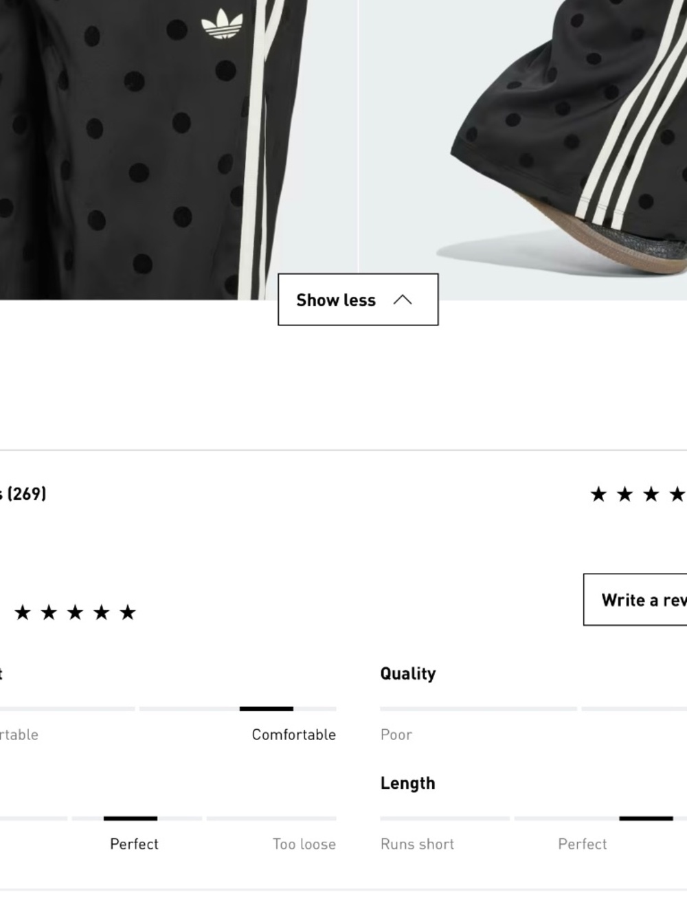 adidas Black Polka Dot Wide-Leg Track Pants with White Stripes - Picture 5 of 7